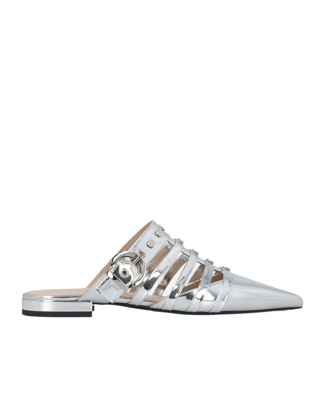 Pinko White Leather Mules