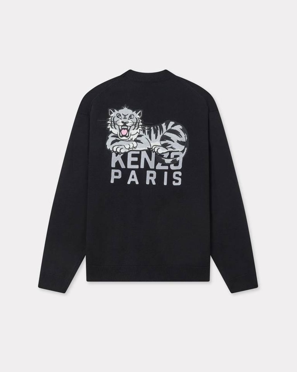 KENZO Blue Happy Tiger Embroidered Cardigan for men