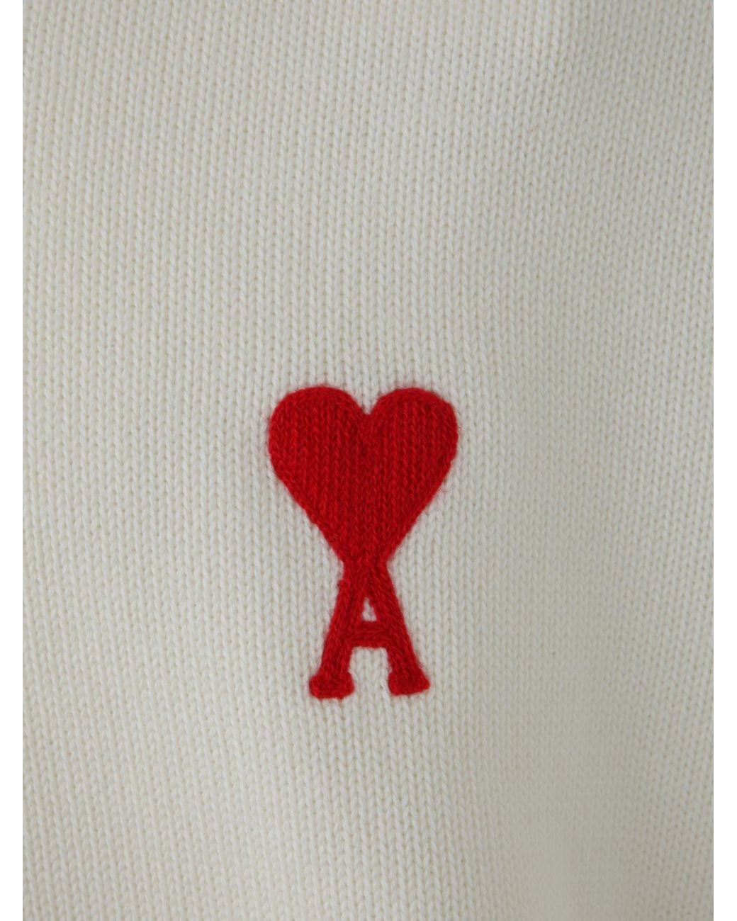 AMI White Ami De Coeur Intarsia-Logo Jumper for men