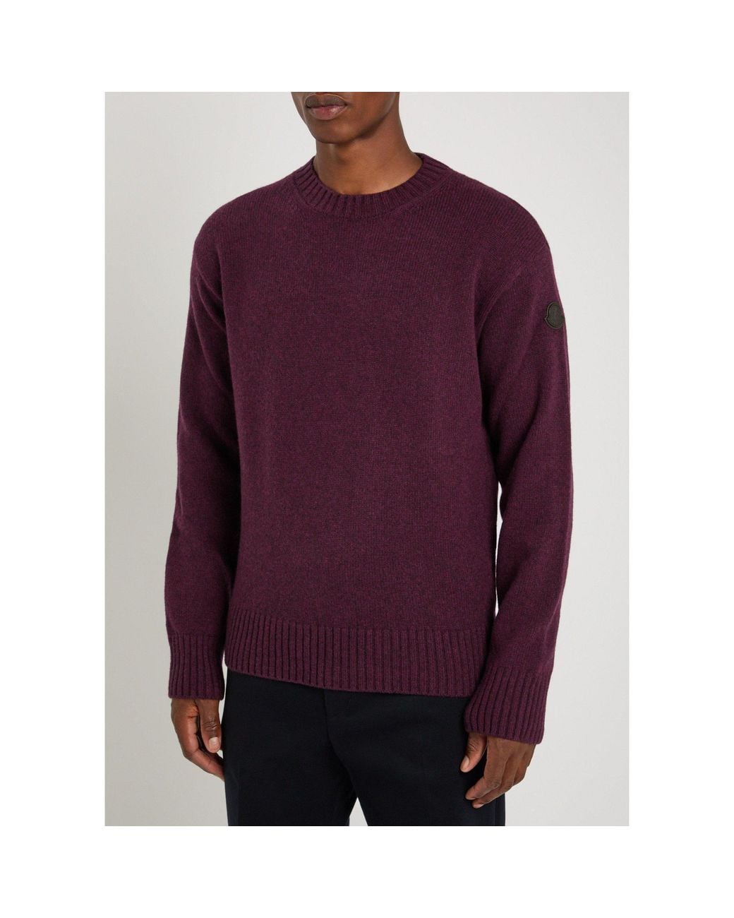 Moncler Purple Round-Neck Knitted Sweater for men