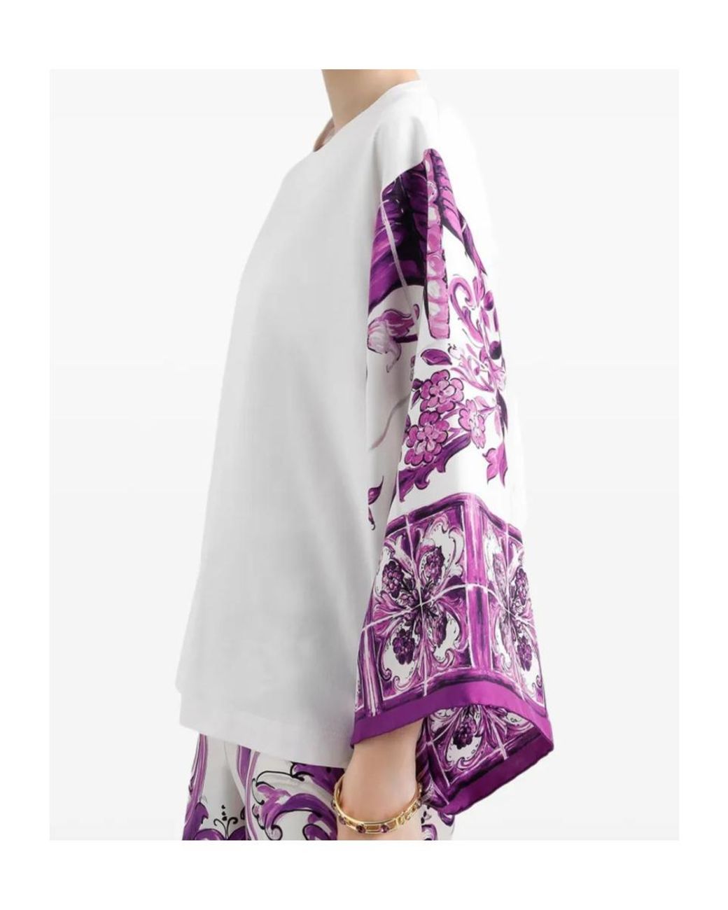 Dolce & Gabbana Purple Majolica-Print Blouse