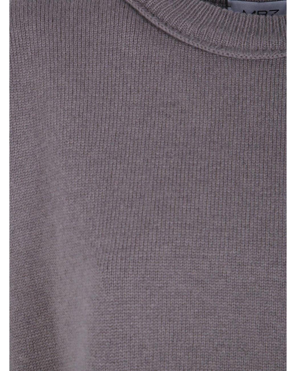Mrz Gray Cropped Oversized Round Neck Sweater
