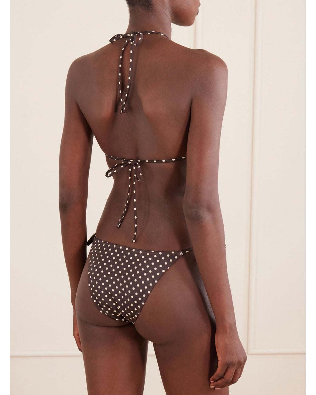 Matteau Black The String Polka-Dot Triangle Bikini Top