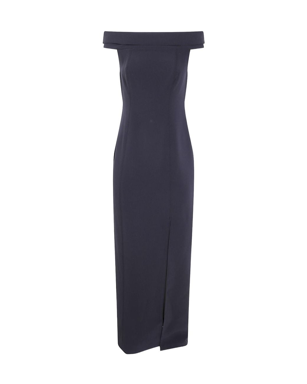 Ralph Lauren Blue Lauren Off-Shoulder Fitted Bodice Maxi Dress