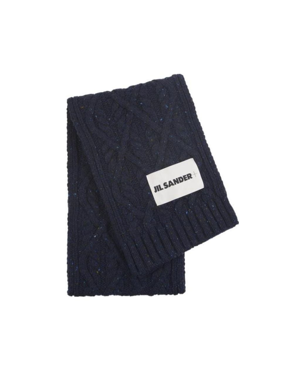 Jil Sander Blue Cable-Knit Scarf