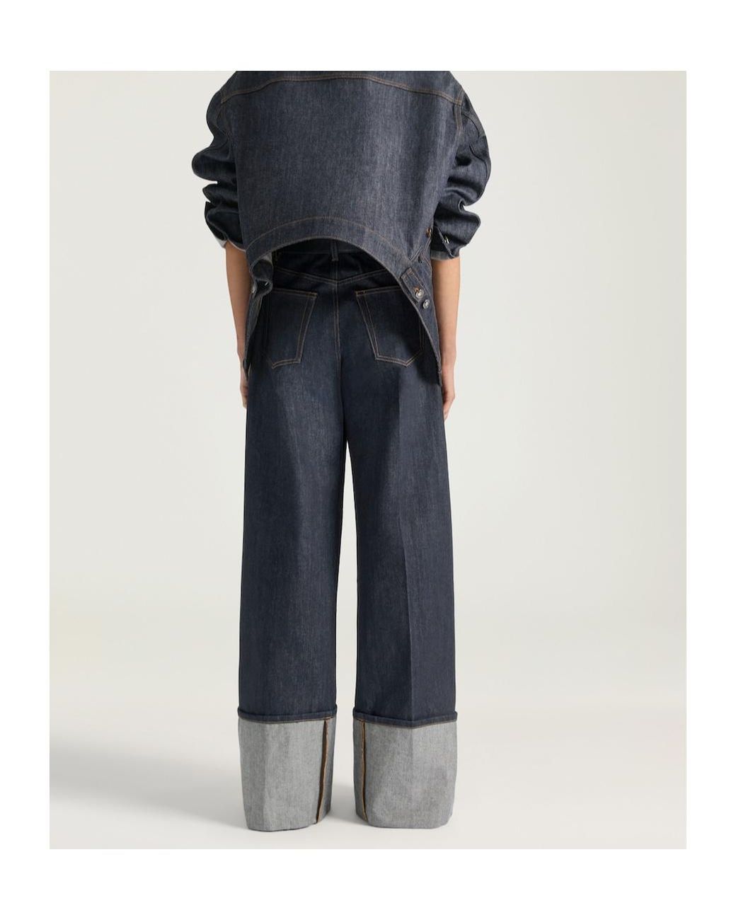 Givenchy Blue Cuffed Hem Wide-Leg Jeans