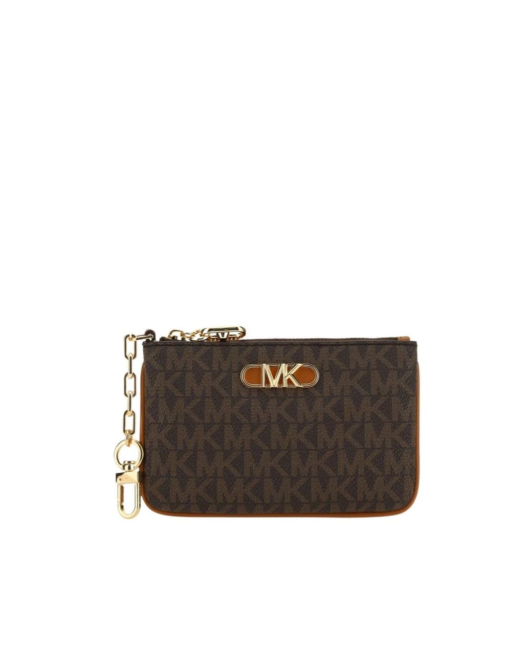 MICHAEL Michael Kors Brown Logo-Plaque Zip-Up Leather Purse for men