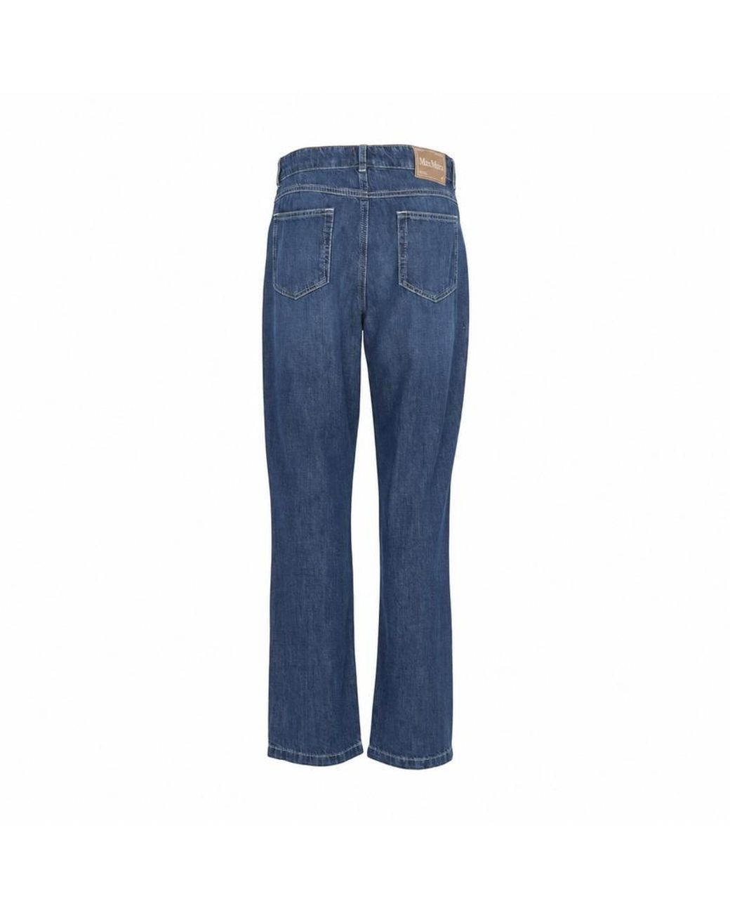 Max Mara Blue 'S Macro Straight Leg Jeans