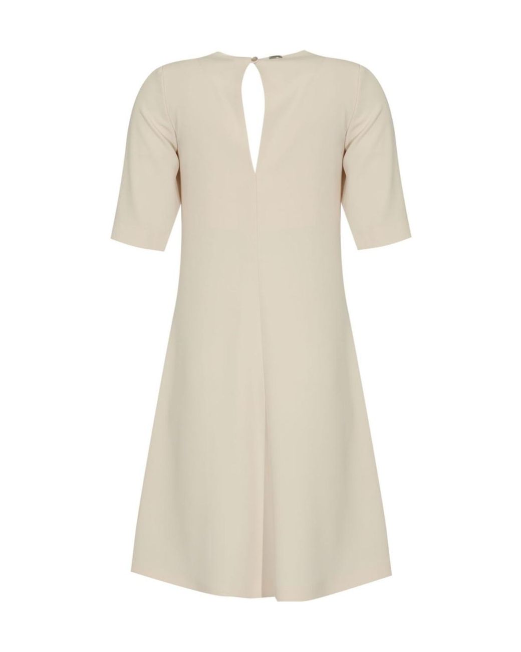 Herno Natural Short Sleeved V-Neck Midi Dress