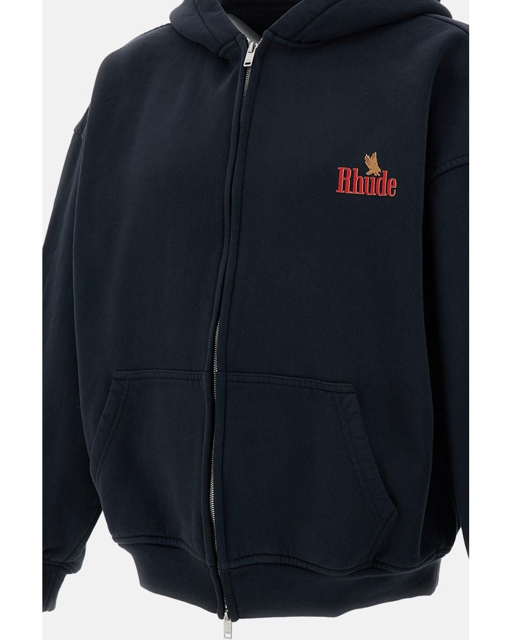 Rhude Blue Graphic-Print Zip-Up Hoodie for men