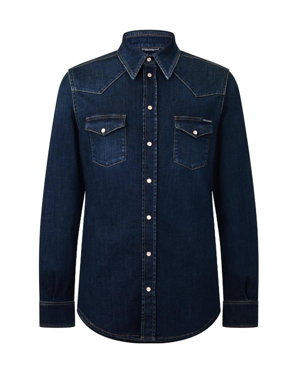Dolce & Gabbana Blue Denim Long-Sleeve Shirt for men
