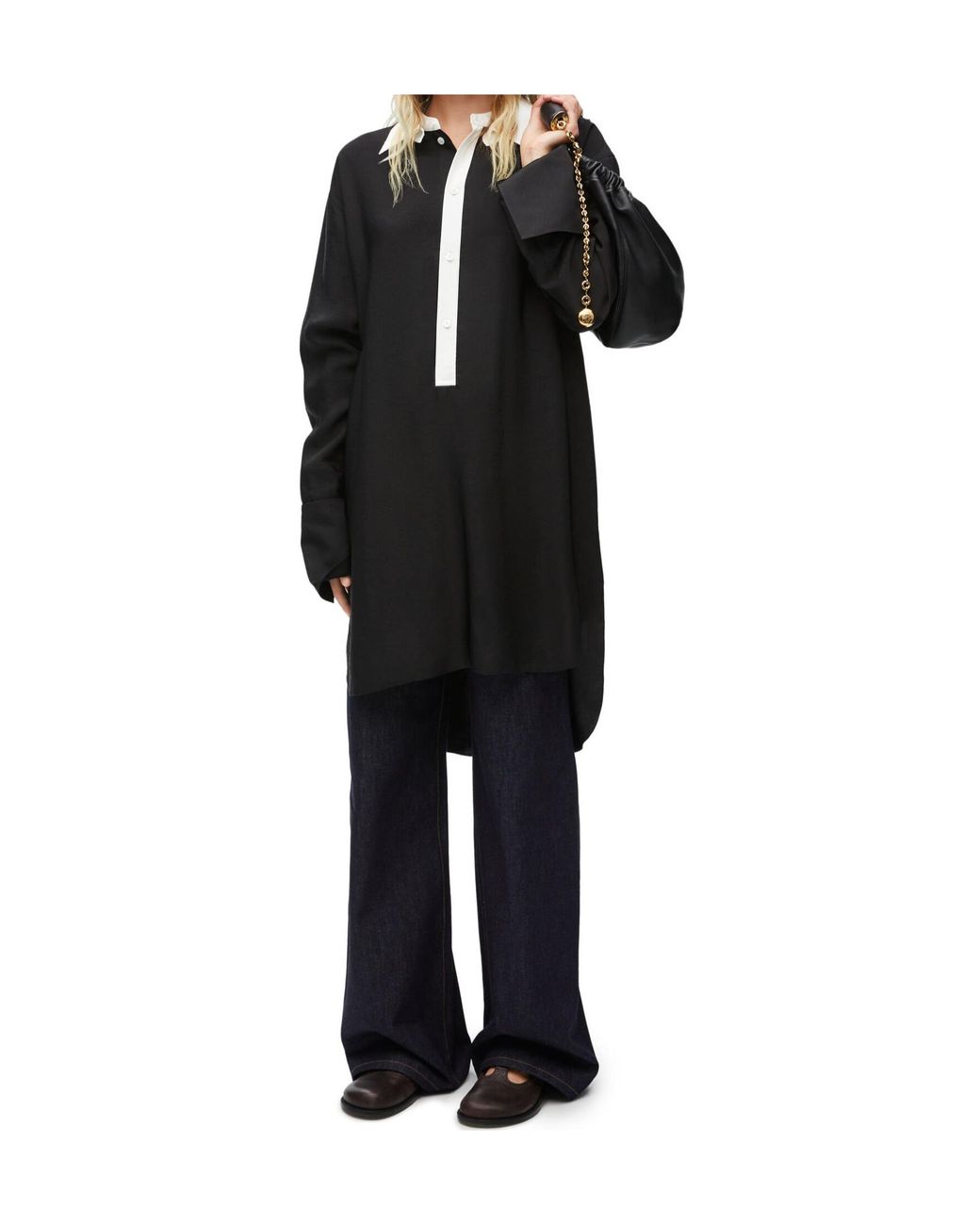 Loewe Black Anagram Embroidered Shirt Dress