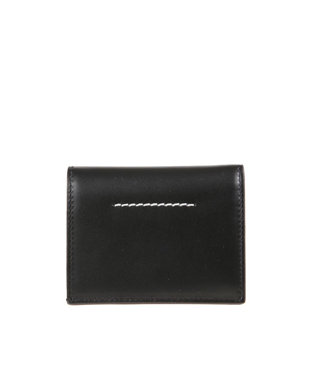 MM6 by Maison Margiela Black Logo-Patch Bi-Fold Wallet for men