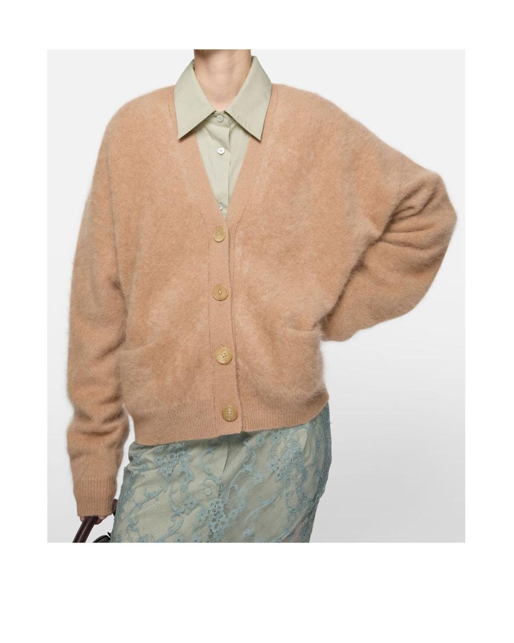 Acne Natural Cardigan En Cachemire