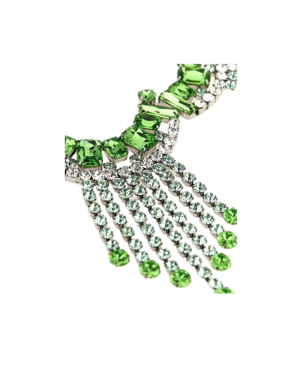Dries Van Noten Green Embellished Fringed Necklace