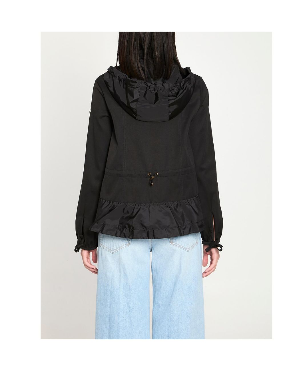 Moncler Black Adenium Logo Patch Hooded Coat