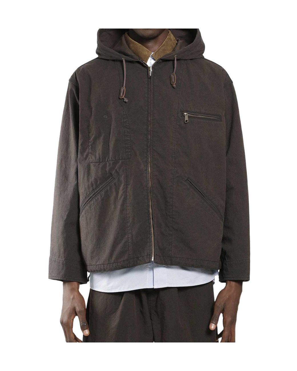 Comme des Garçons Gray Cotton Hooded Jacket for men
