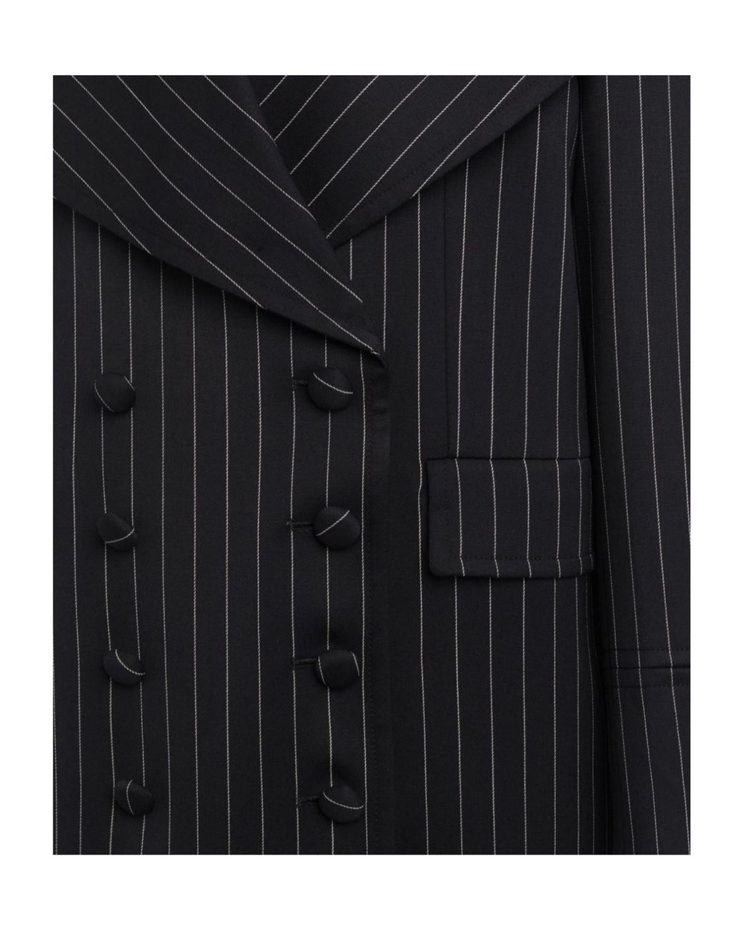 Dondup Black Pinstripe-Pattern Double-Breasted Coat