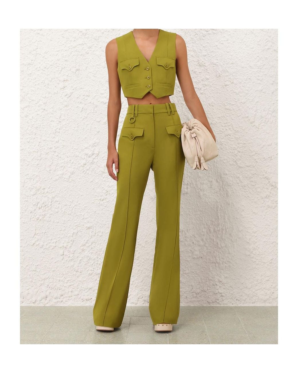 Zimmermann Green Luna Flared Pants
