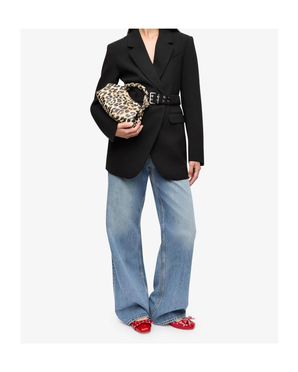 Ganni Black Bonded Crepe Blazer