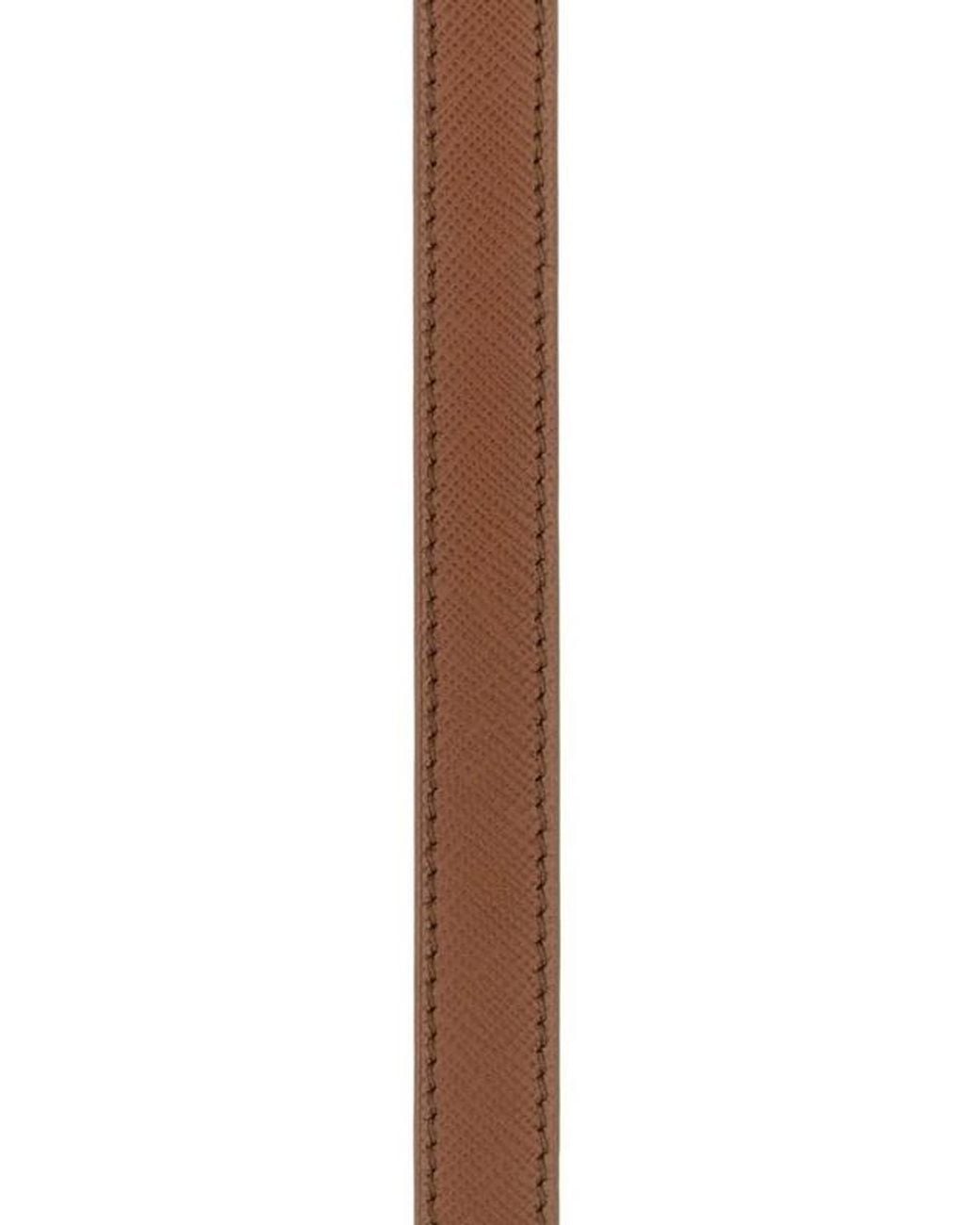 Prada Brown Logo Plaque Buckled Belt
