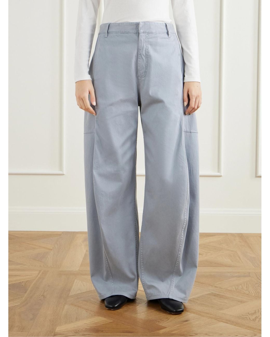 Tibi Gray Sid Lyocell-Blend Twill Wide-Leg Pants
