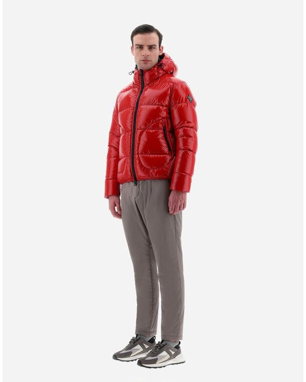 Herno Red Logo Patch Zip-Up Padded Jacket for men