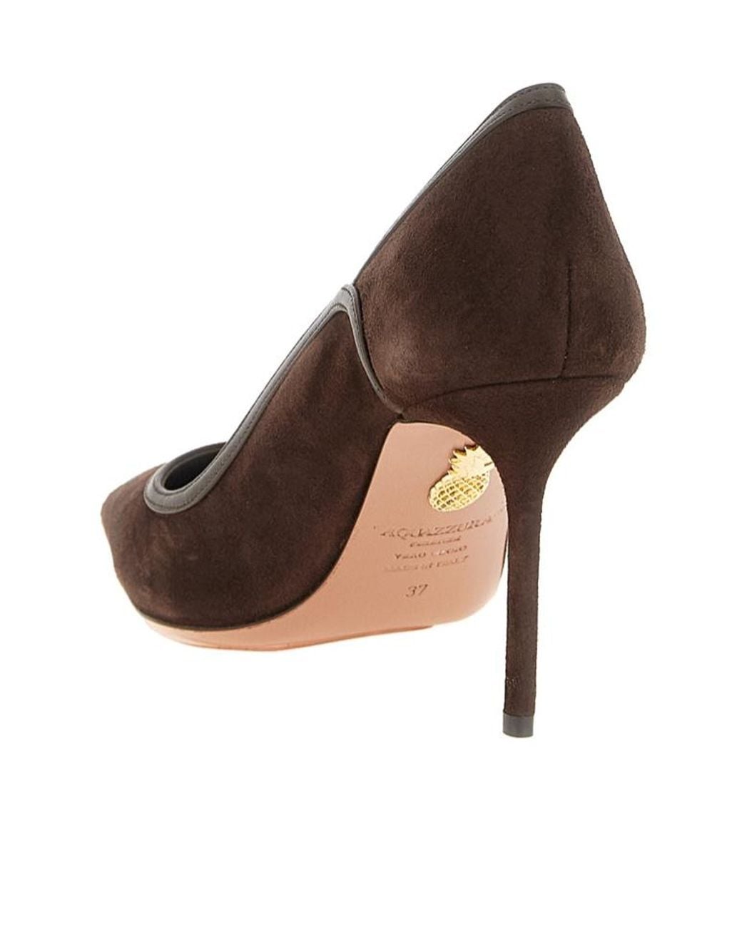 Aquazzura Brown Suede Pointed-Toe Pumps