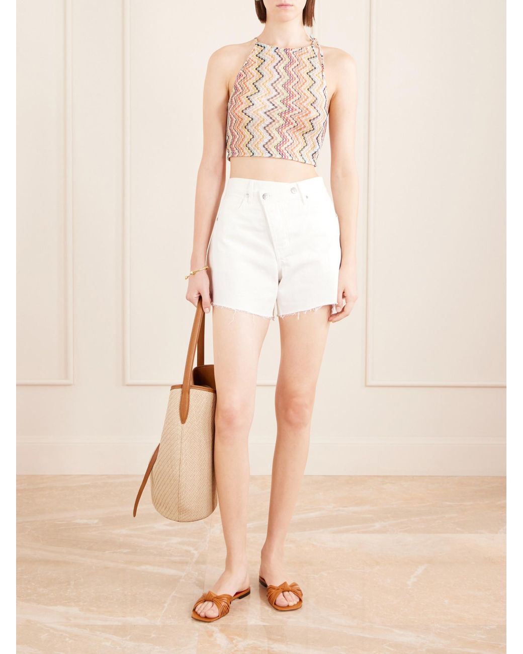 Missoni Pink Striped Mesh Halterneck Top