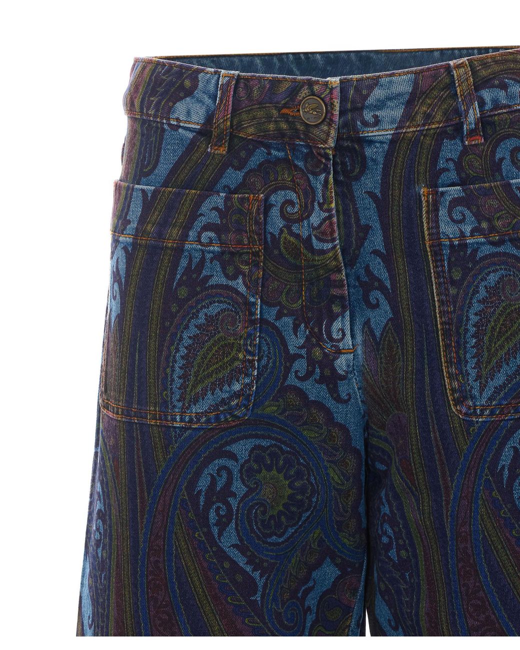 Etro Blue Paisley Wide-Leg Jeans