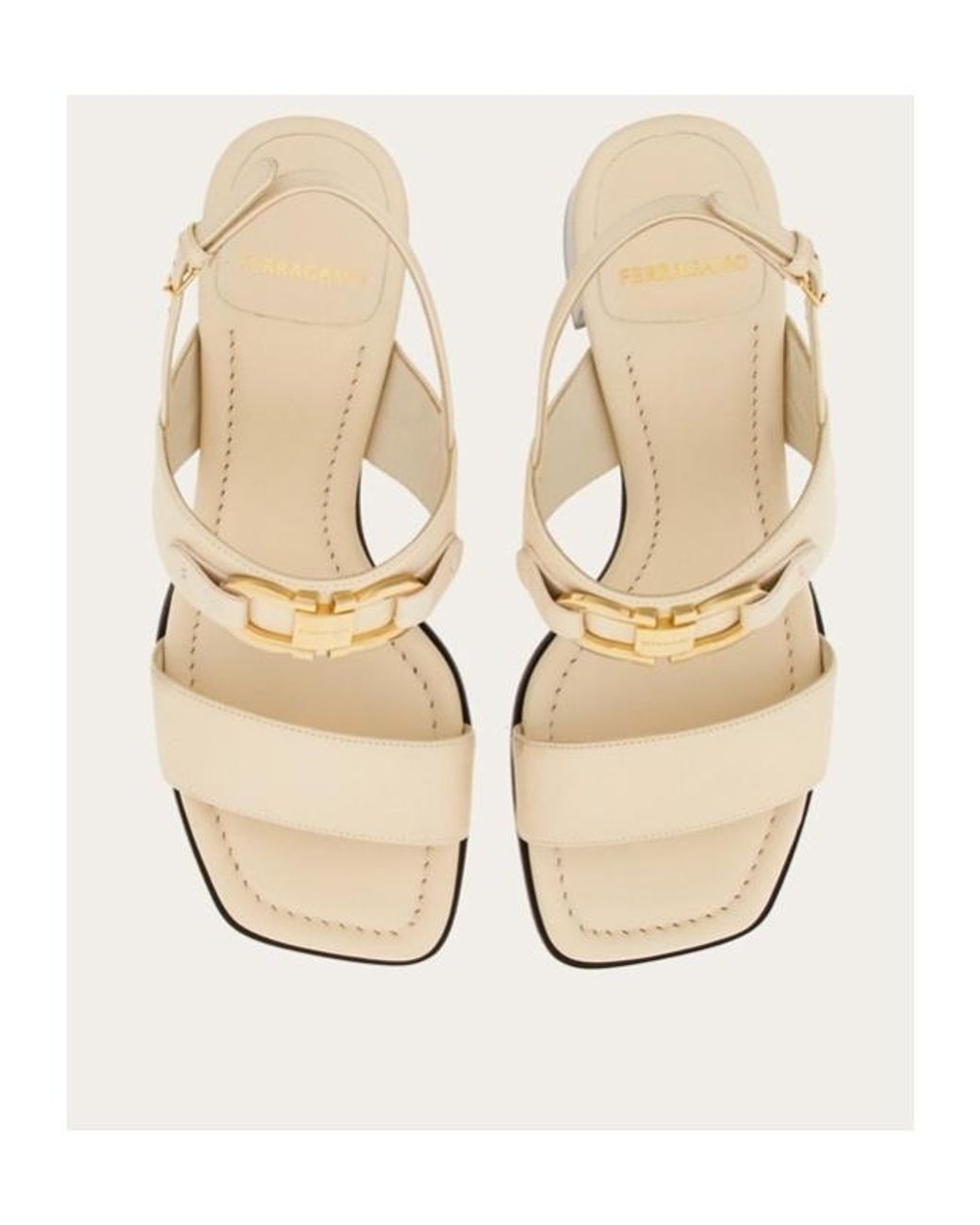 Ferragamo White Lou 55mm Leather Slingback Sandals