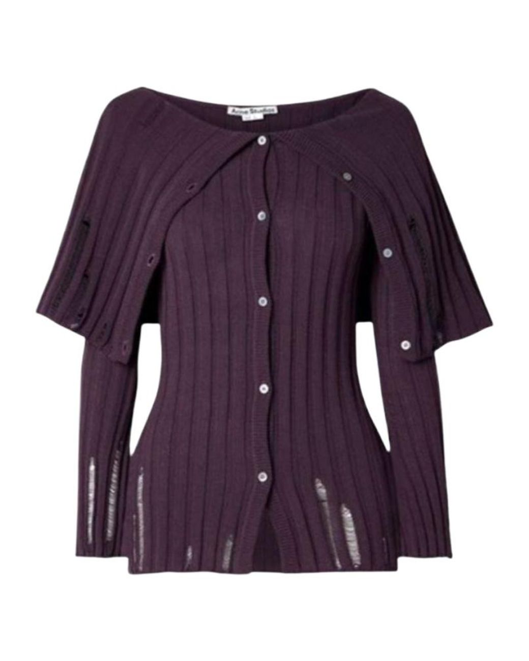Acne Purple Rib Knitted Cardigan