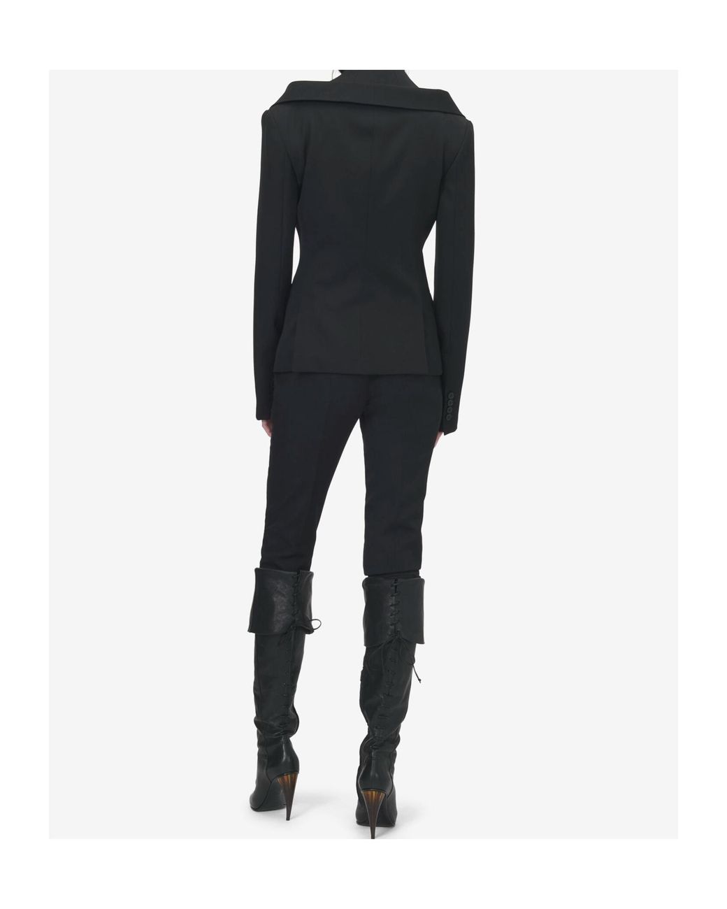 McQueen Black Off-The-Shoulder Harness Jacket