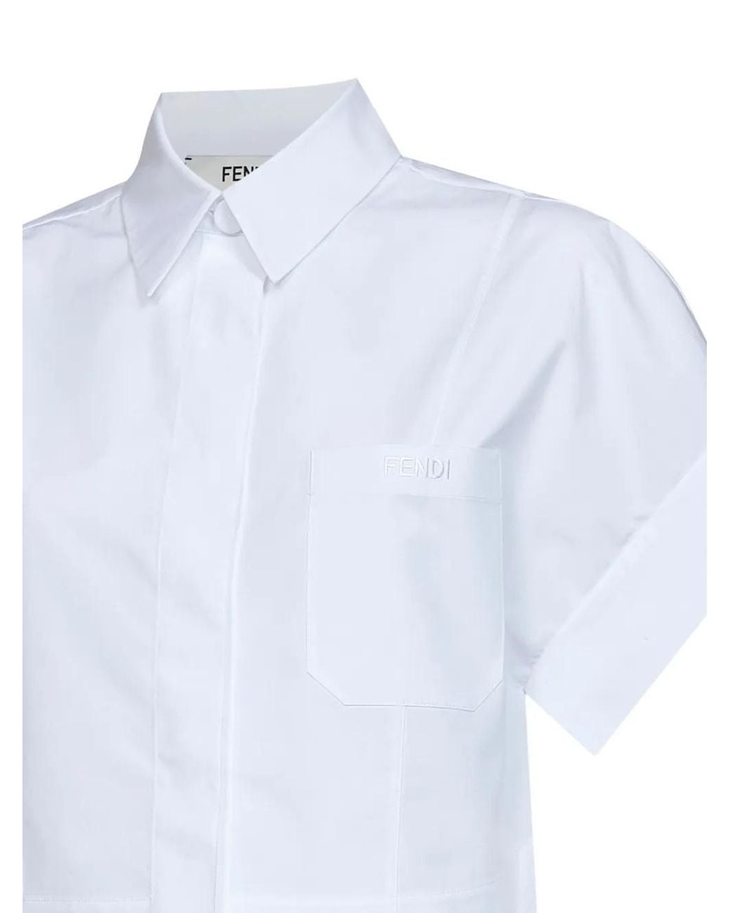 Fendi White Cocoon Sleeves Cropped Shirt