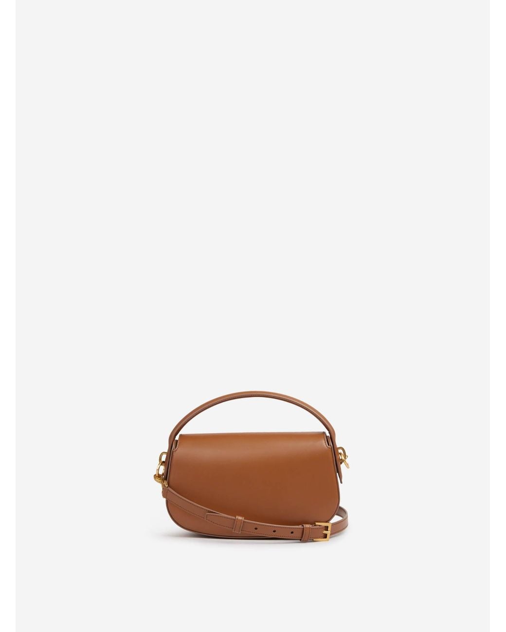 Saint Laurent Brown Logo Plaque Foldover Top Tote Bag