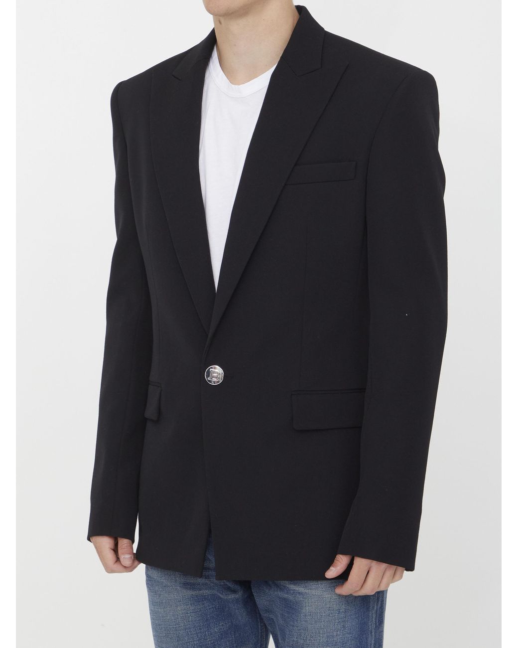 Balmain Black Single Breasted Tailored Blazer for men