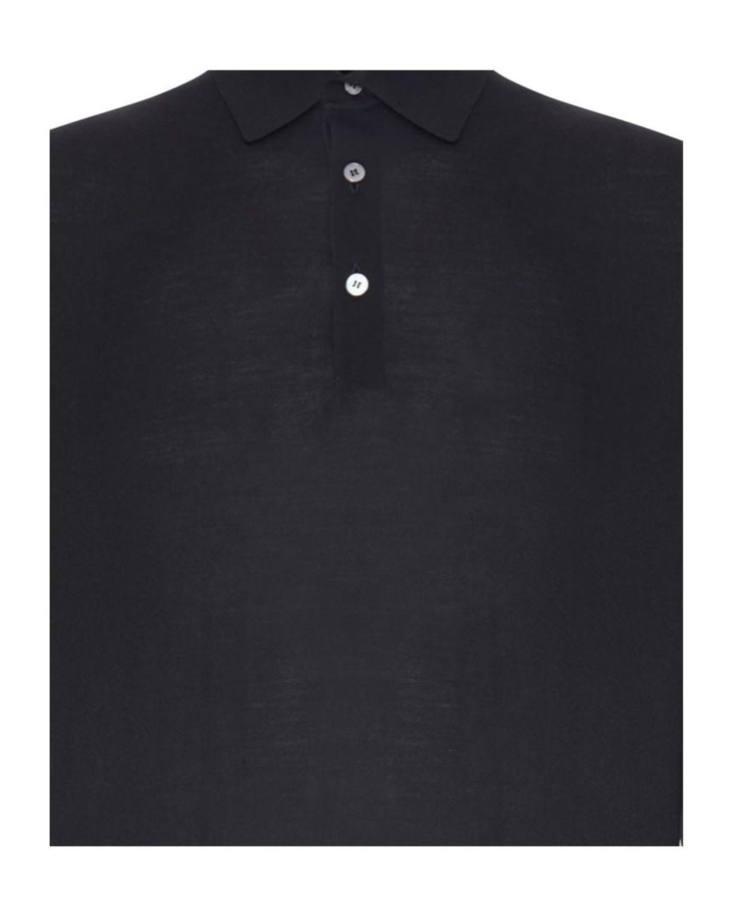 Zegna Blue Long-Sleeved Knitted Polo Shirt for men