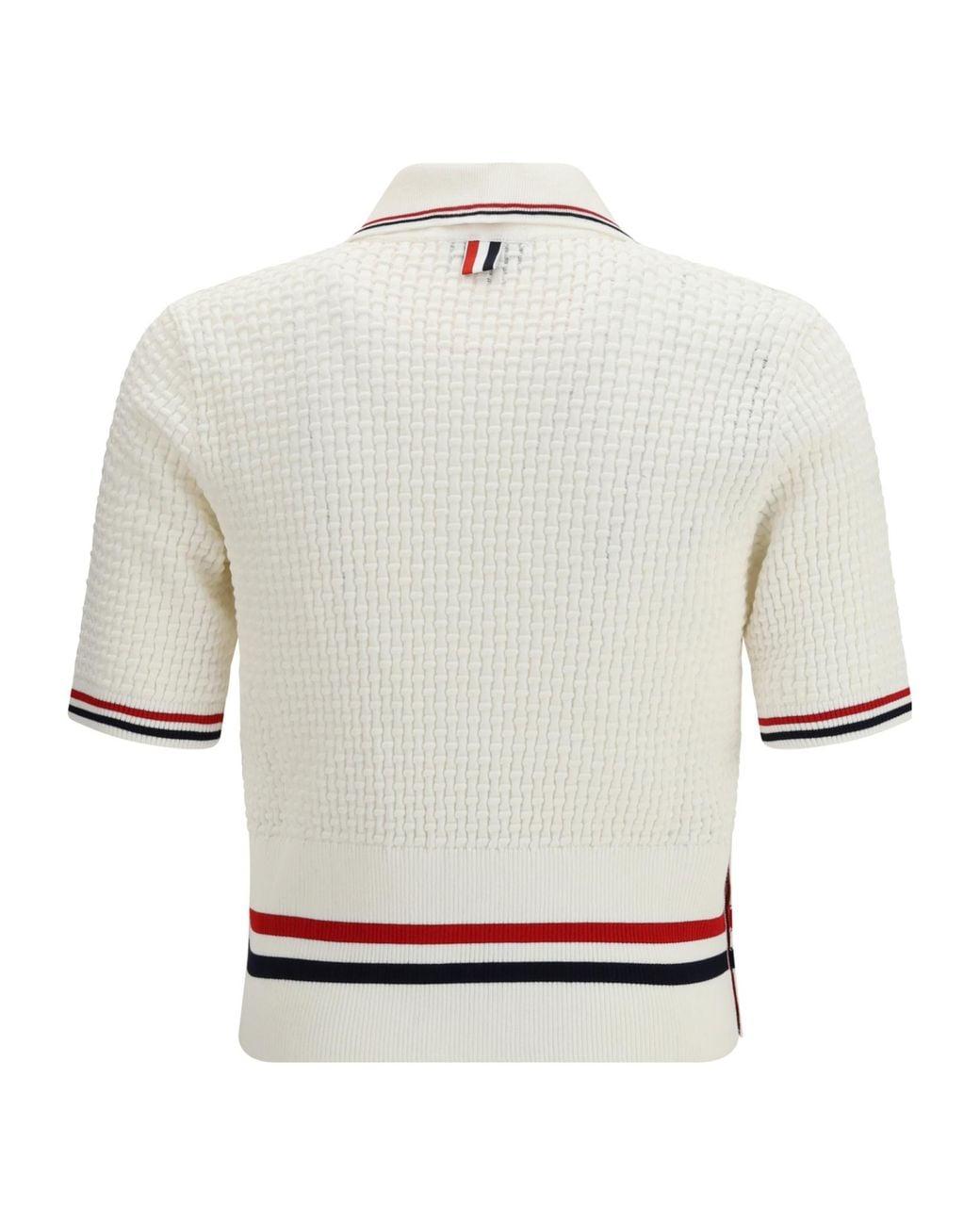 Thom Browne White Float Ripple Stitch Rwb Stripe Polo Shirt for men