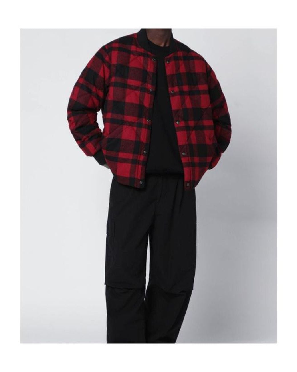 Ralph Lauren Red Quilted Check Bomber for men