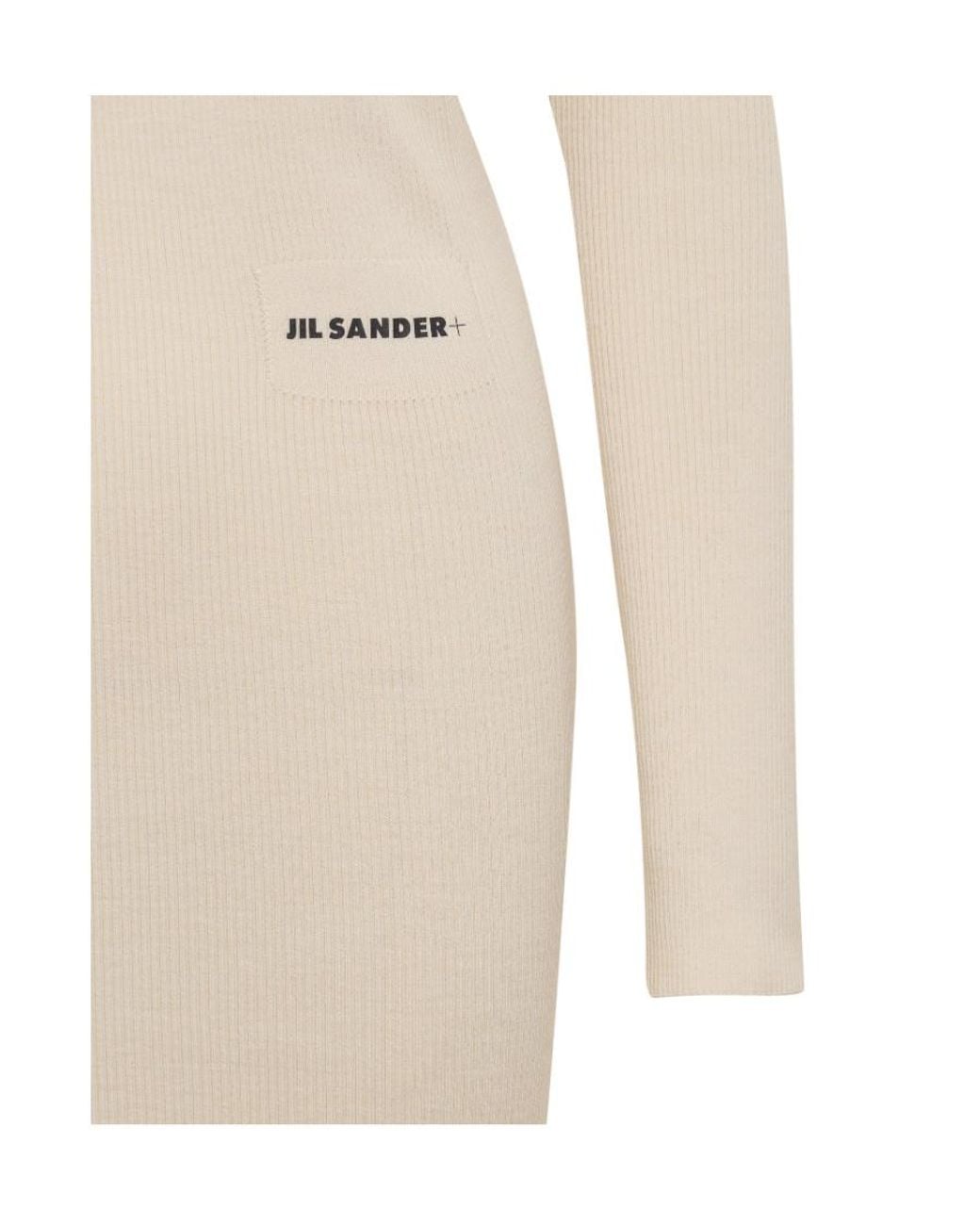 Jil Sander White Long-Sleeved Ribbed-Knitted Hooded Midi Dress