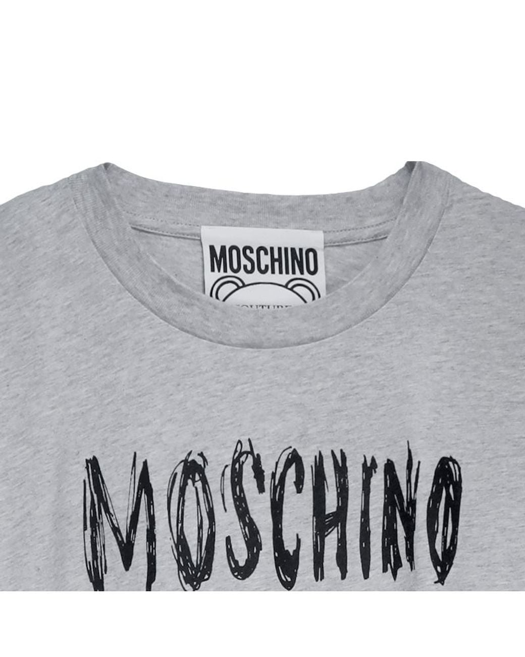 Moschino Gray Teddy Bear-Print Cotton T-Shirt