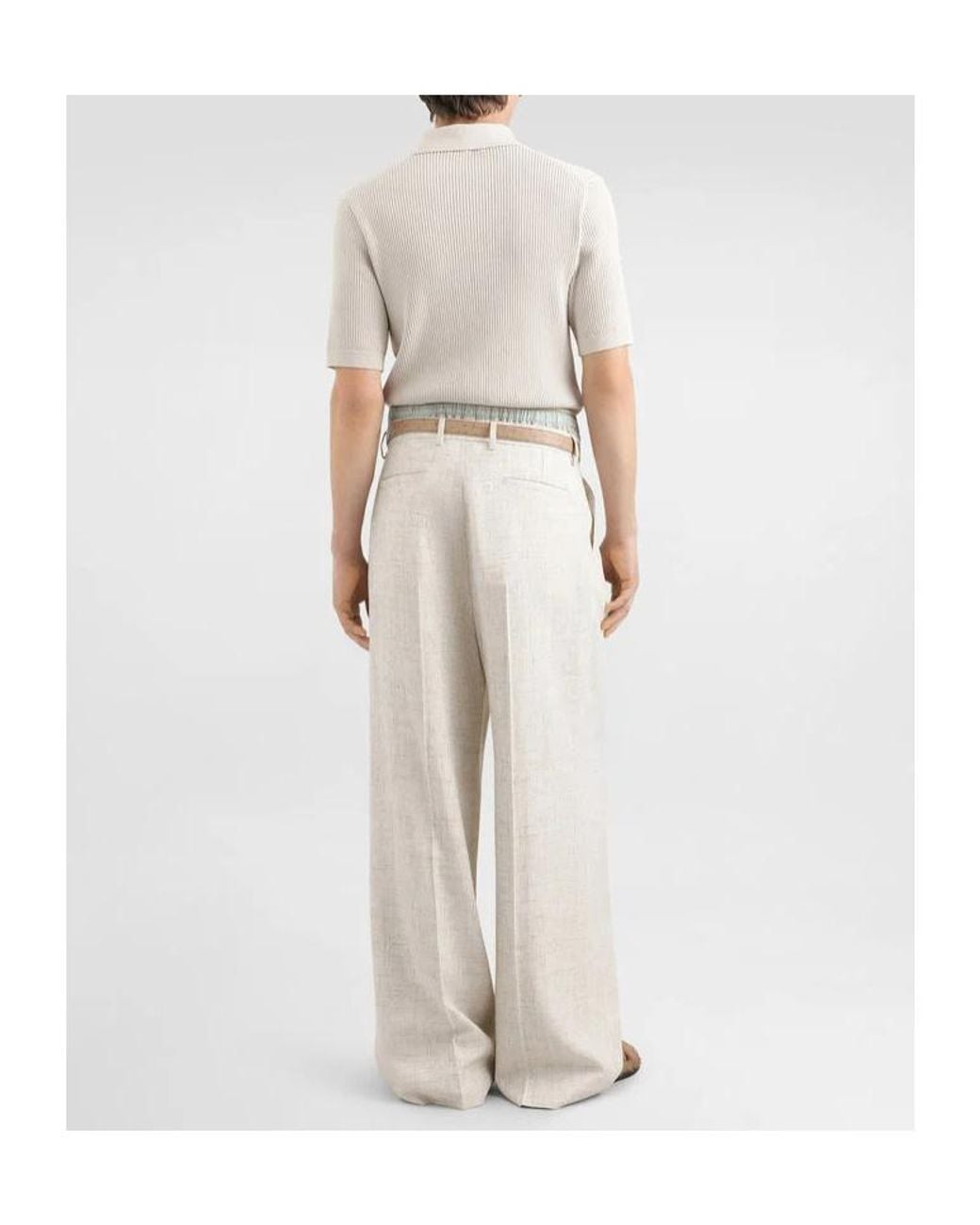 Dolce & Gabbana White Ribbed Knit Polo Shirt for men