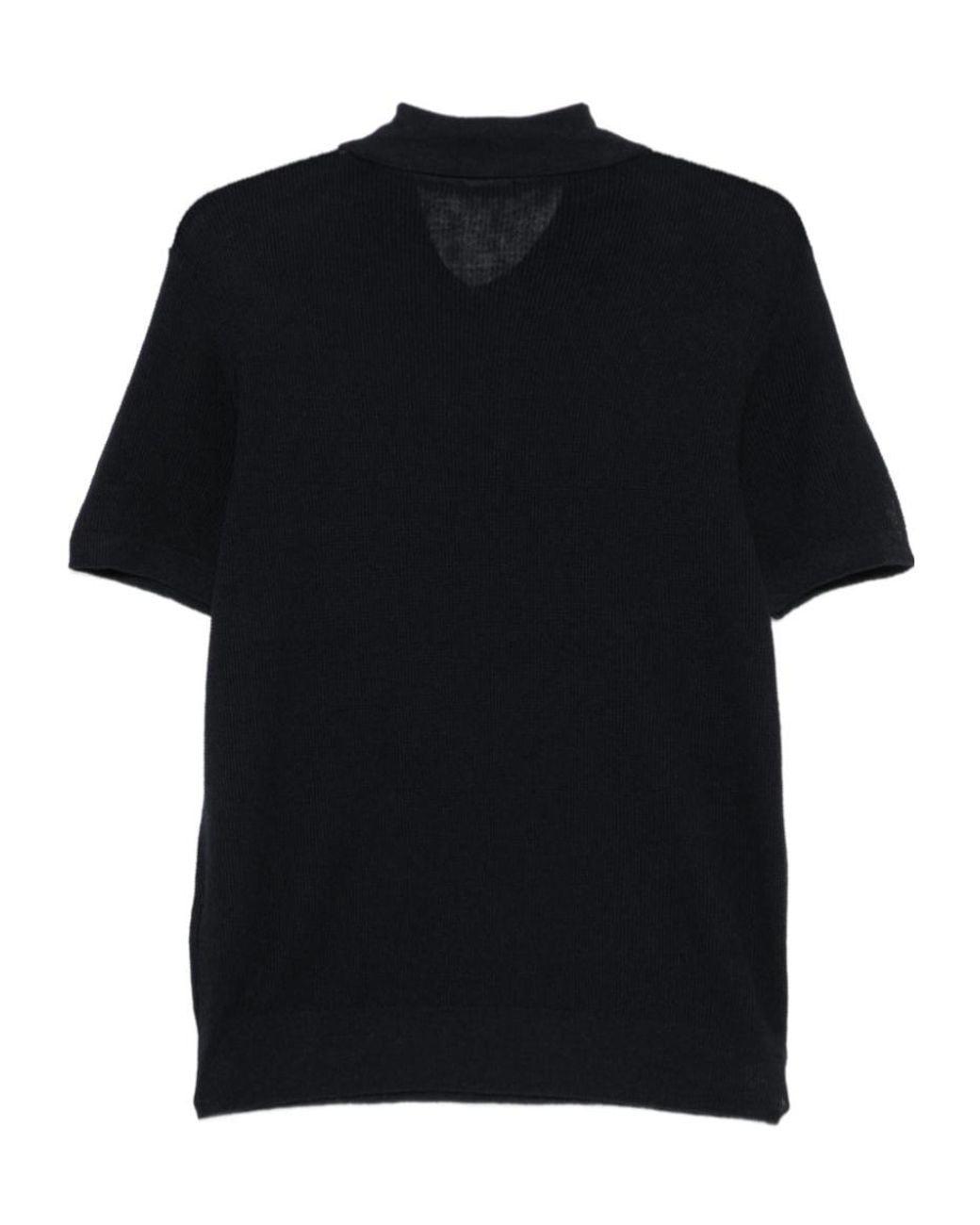 Barena Black Button Knitted Polo Shirt for men