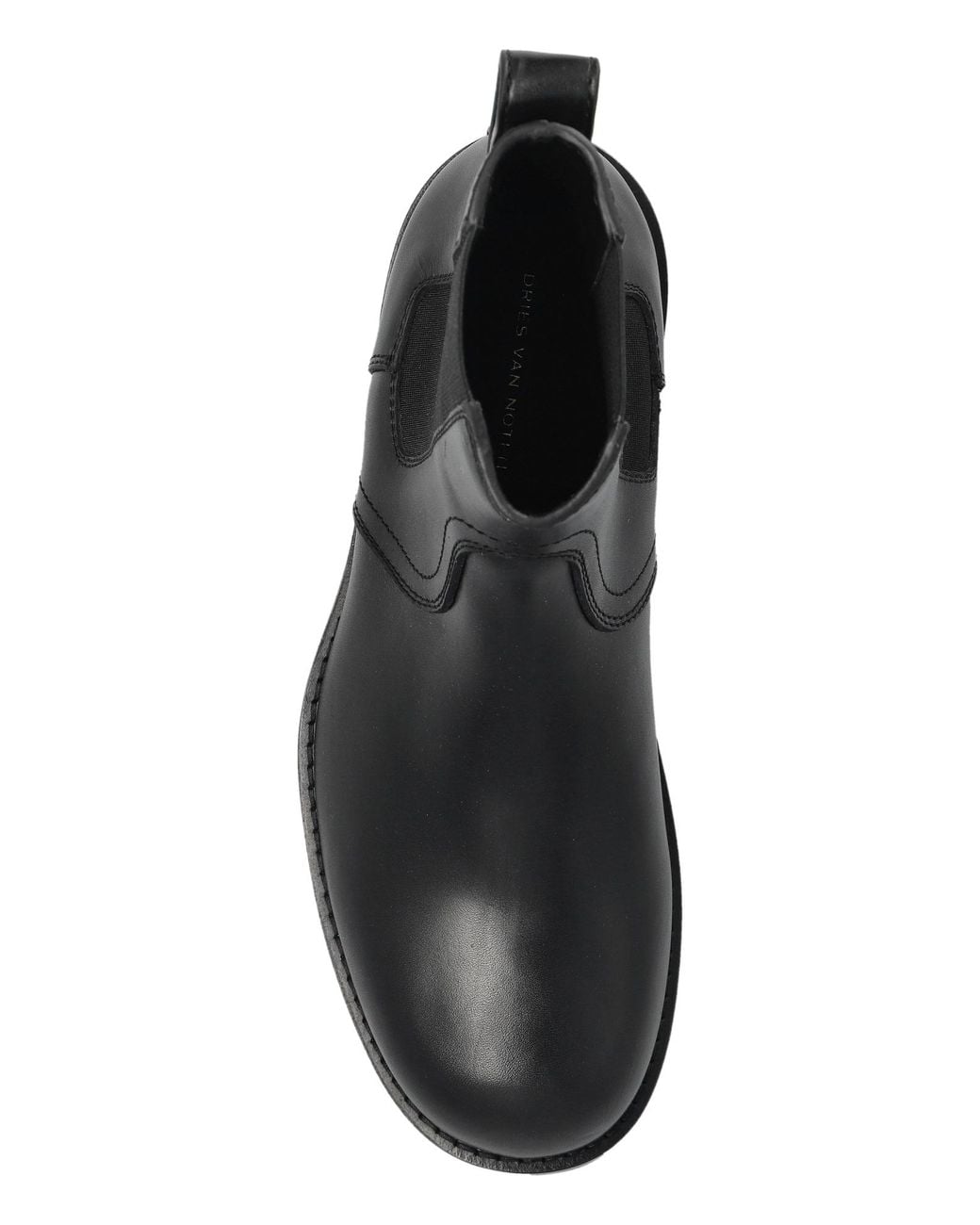 Dries Van Noten Black Round Toe Chelsea Boots for men