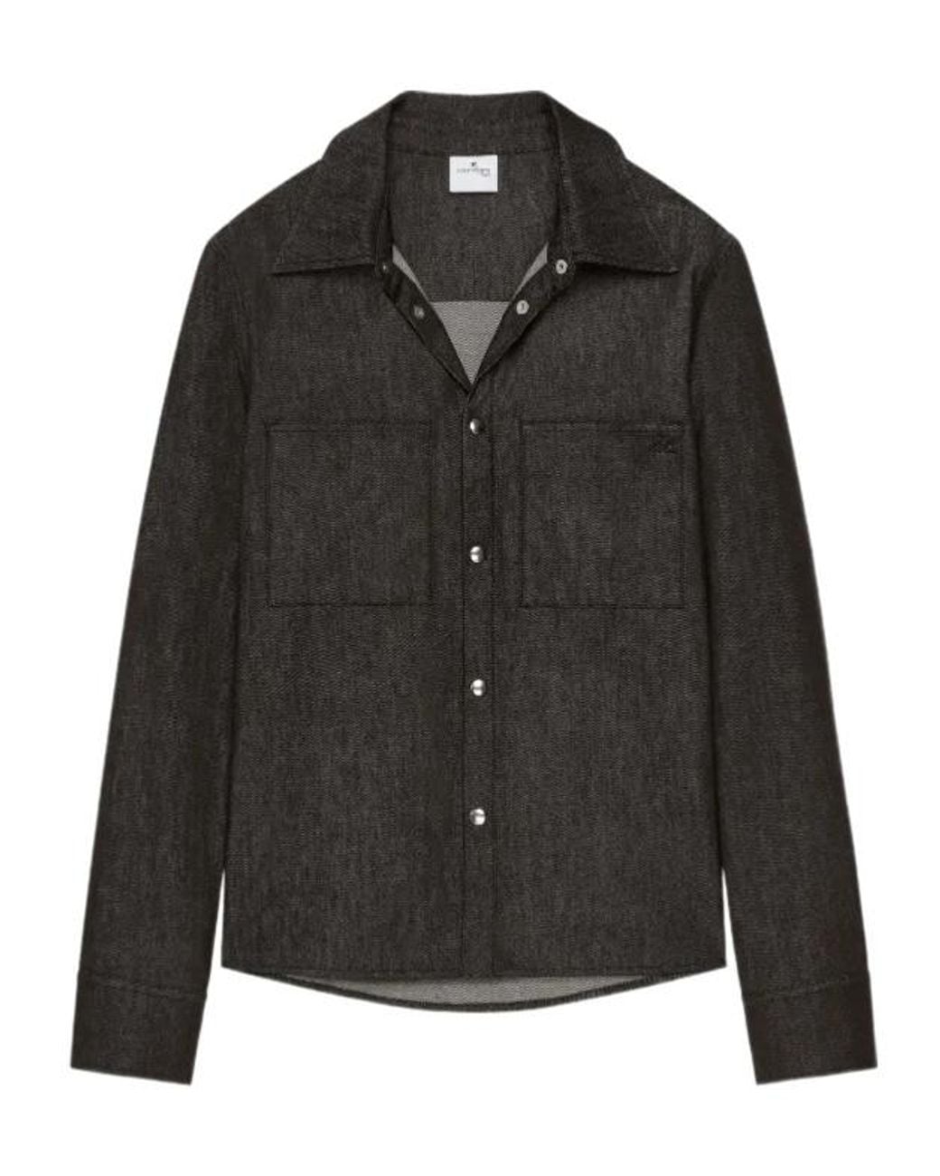 Courreges Black Button-Up Utility Overshirt for men