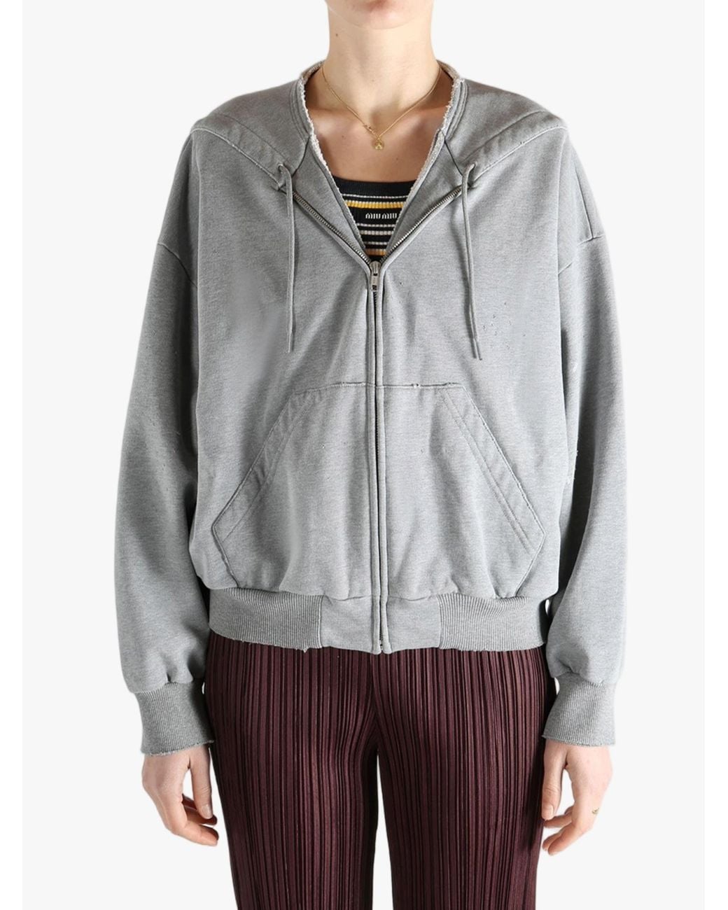 MM6 by Maison Margiela Gray Distressed Drawstring Jacket