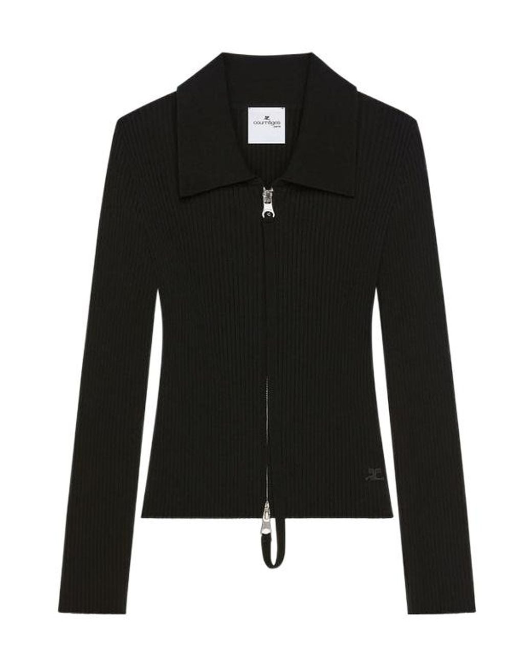 Courreges Black Zip-Up Cardigan