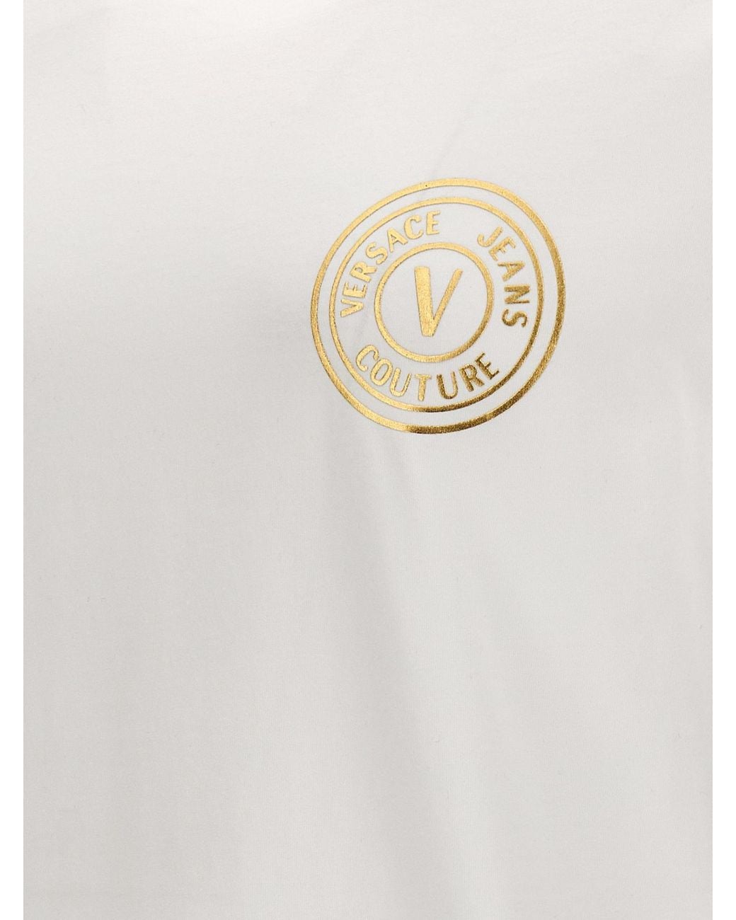 Versace Jeans White Couture Logo-Printed Crewneck T-Shirt for men