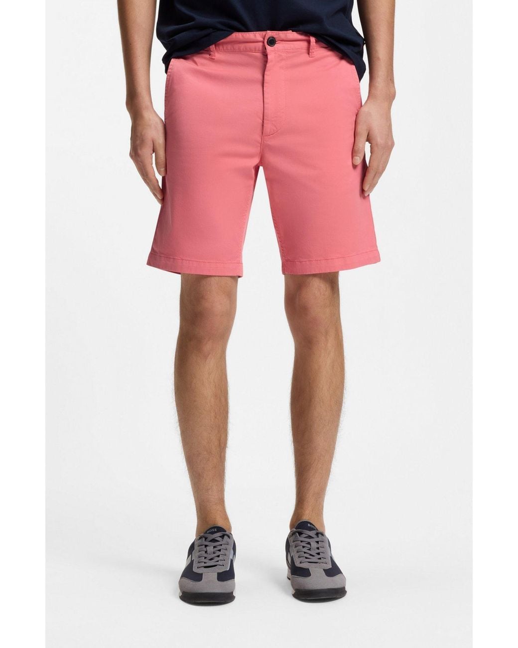 Boss Pink Slim-Fit Chino Shorts for men