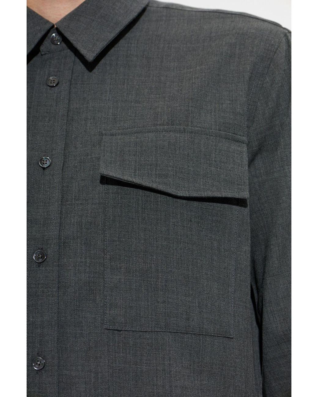 AMI Gray Ami Flap-Pocket Buttoned Shirt for men